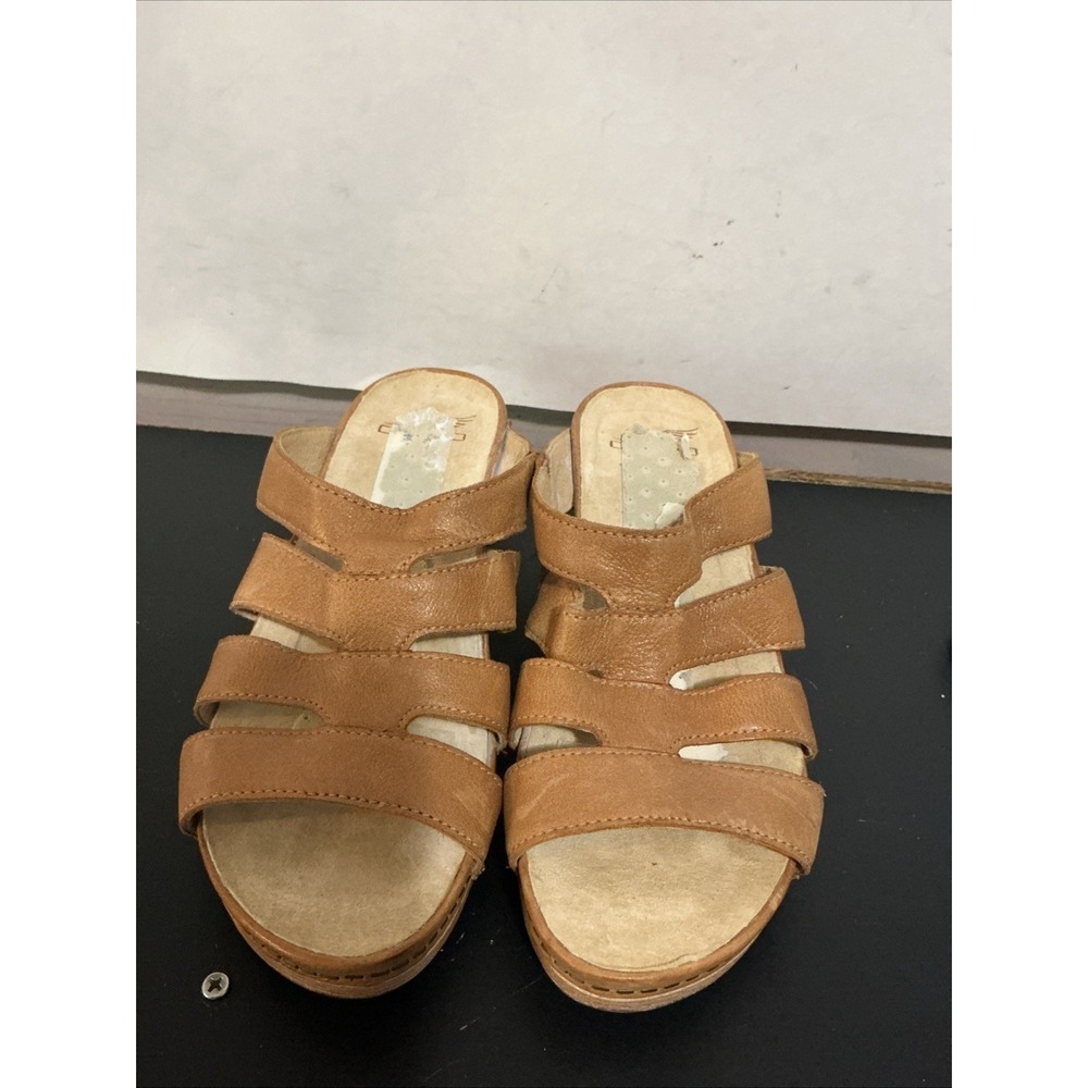 Dansko US 6.5-7 EU 37 Lyndi Milled Nubuck Brown Open Toe Heeled Sandals Shoes